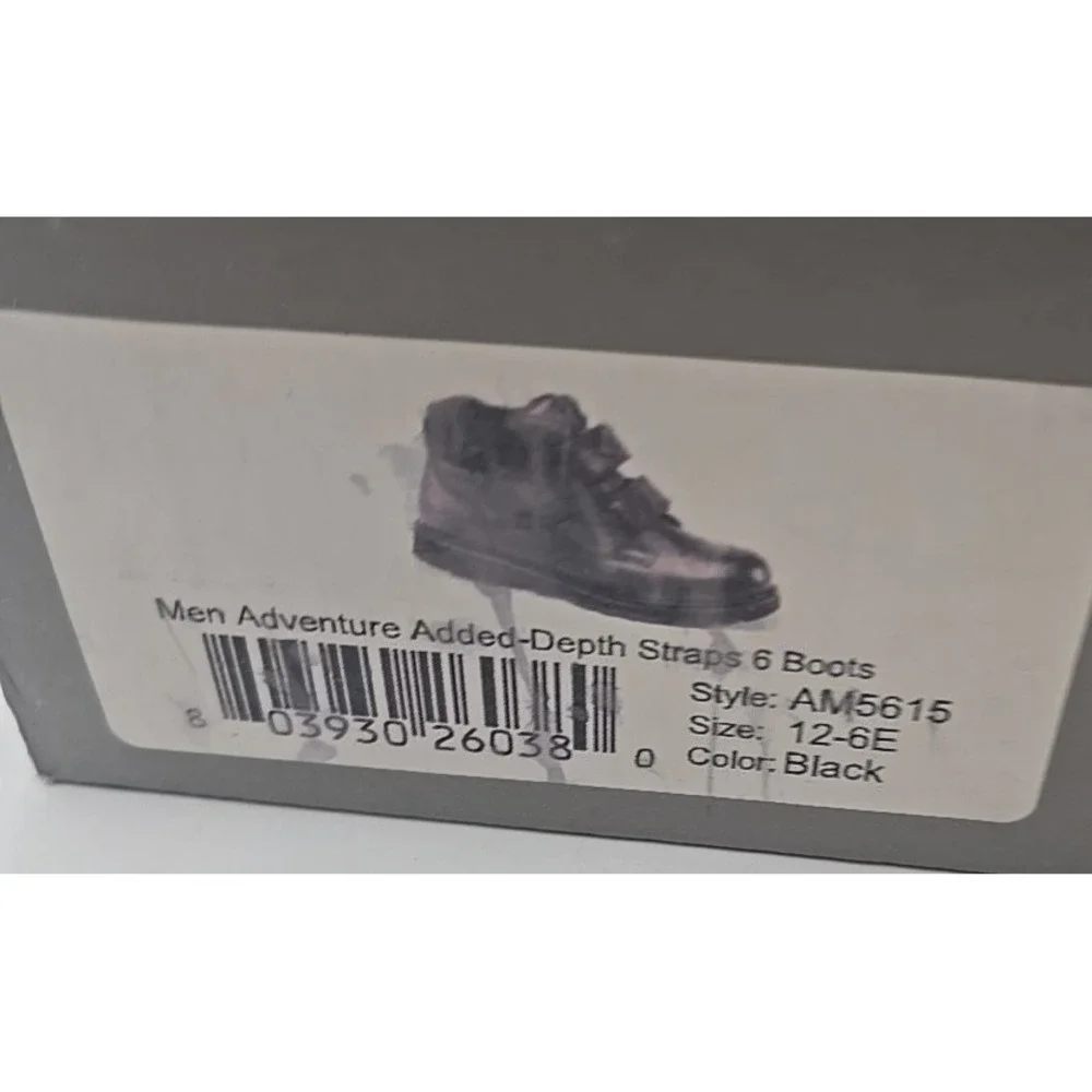 Mt. Emey Men's Extra-Depth Strap Closure Boots 12-6E Adventure Black Diabetic‎